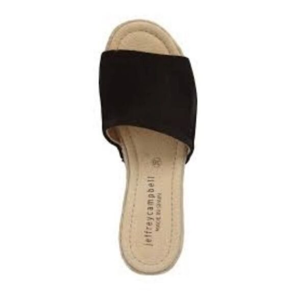 Jeffrey Campbell Black Suede Espadrille Slip-On Platform Sandals - Picture 2 of 7